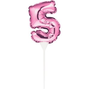 Kuchenpicker Ballon Zahl 5 pink 22,8cm, selbstaufblasend