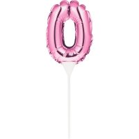 Kuchenpicker Folienballon - Zahl 0 pink - 22,8cm/selbstaufblasend