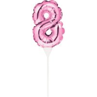 Kuchenpicker Folienballon - Zahl 8 pink - 22,8cm/selbstaufblasend