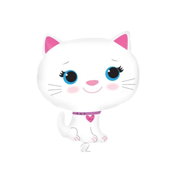 Ballon Katze Kitten weiß - XL/Folie - 51cm/0,03m³