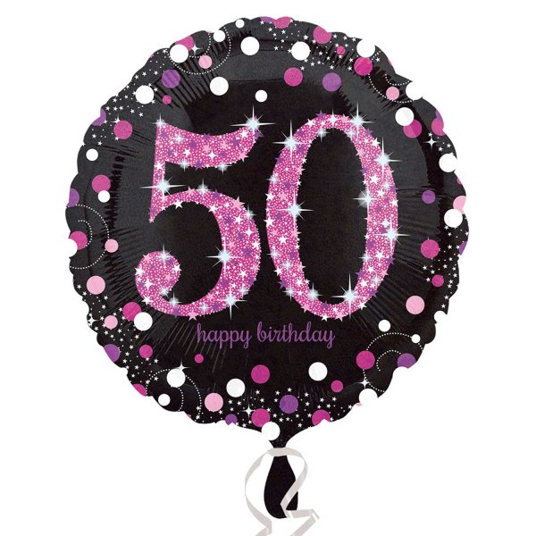 Folienballon - Motiv Zahl  50 Pink holographic - S - 45cm/0,02m³