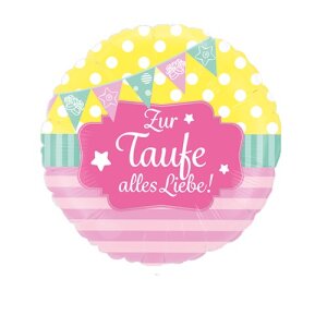 Folienballon - Motiv Taufe Rosa Zur Taufe alles Liebe...
