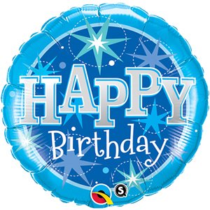 Folienballon Happy Birthday blau - XXL - 91cm/0,10m³