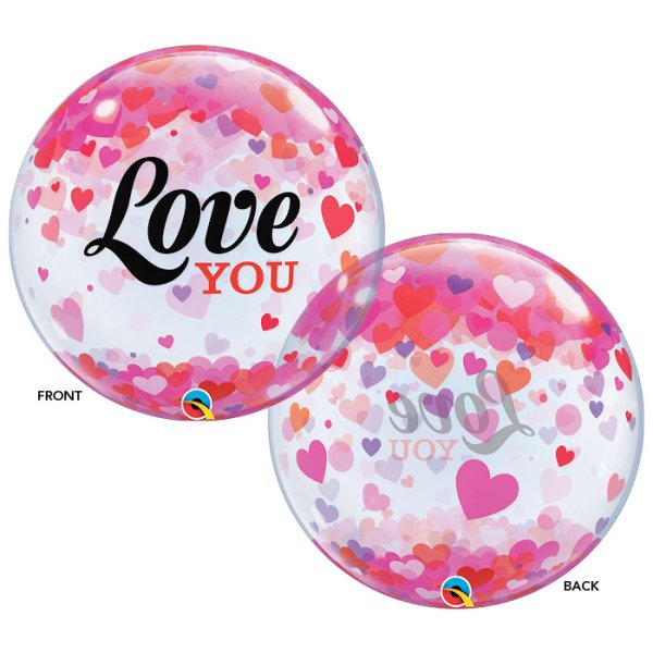 Single Bubble Ballon - Motiv Love You Herzen - XL -...