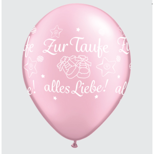 Latexballon - Motiv Zur Taufe alles Liebe rosa - S/Latex...