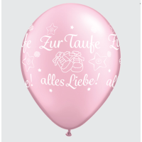 Latexballon - Motiv Zur Taufe alles Liebe rosa - S/Latex - 28cm/0,02m³