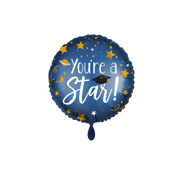 Ballon You`re a Star! mit goldenen Sternen - S/Folie - 45cm/0,02m³