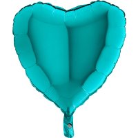 Folienballon Herz Türkis - XXXL - 91 cm/0,12 m³