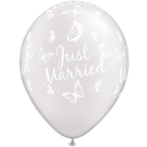 Latexballon - Motiv Just Married weiß