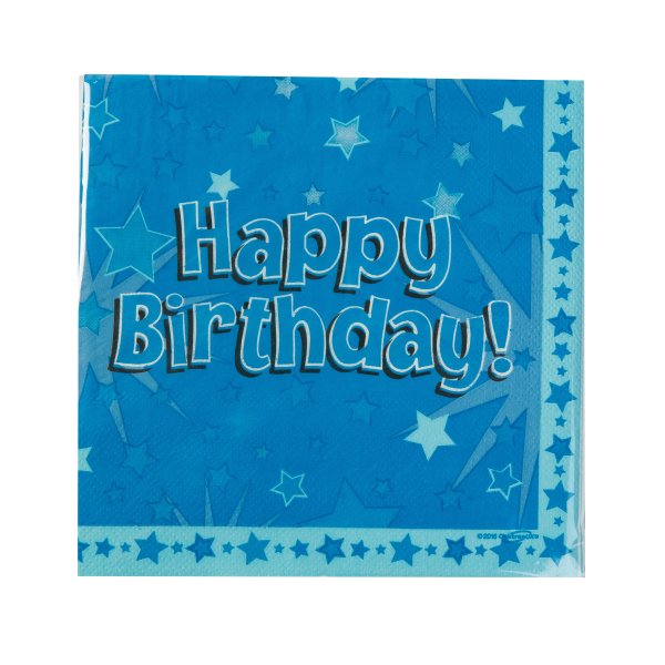 Servietten Happy Birthday blau 33x33cm, 3lagig 16 Stück