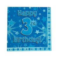 Servietten - Happy Birthday 3rd blau -  3lagig - 33x33cm (16)