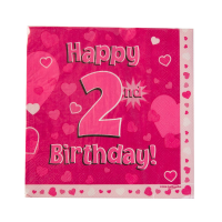 Servietten - Happy Birthday 2nd pink - 3lagig - 33x33cm (16)