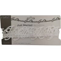 Motivband "JUST MARRIED" wei&szlig; 3 X 5,5 cm
