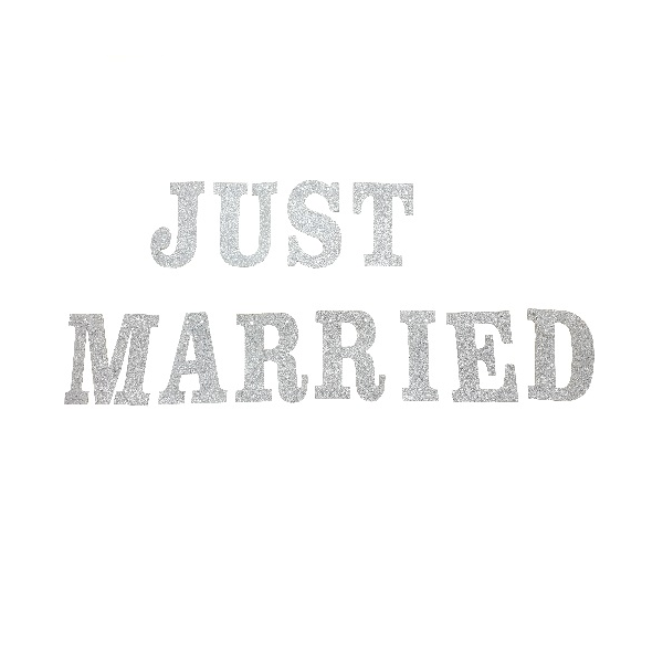 Girlande - Just Married silber glitzer ca. 160 cm x 15 cm