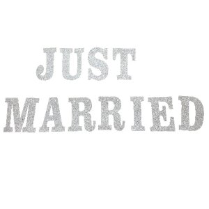 Girlande - Just Married silber glitzer ca. 160 cm x 15 cm