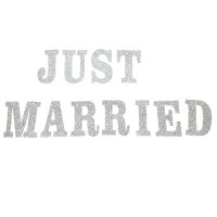 Girlande - Just Married silber glitzer ca. 160 cm x 15 cm