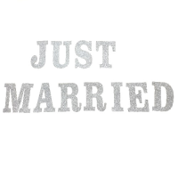 Girlande - Just Married silber glitzer ca. 160 cm x 15 cm