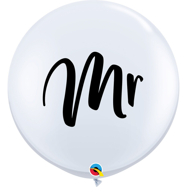 Latexballon - Motiv Mr weiß - XXL - 90 cm / 0,42m³