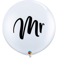 Latexballon - Motiv Mr weiß - XXL - 90 cm / 0,42m³
