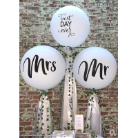 Latexballon - Motiv Mr weiß - XXL - 90 cm / 0,42m³