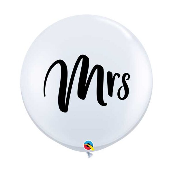 Latexballon - Motiv Mrs wei&szlig; - XXL - 90 cm /...