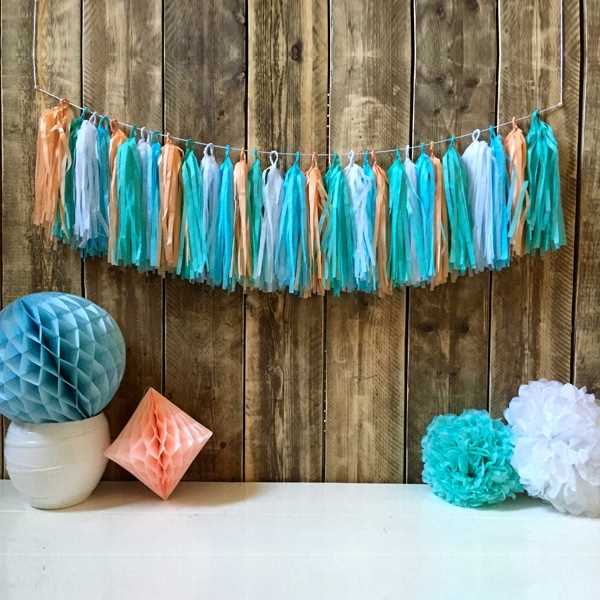 Tassel-Girlande - Blautöne  - 5 m