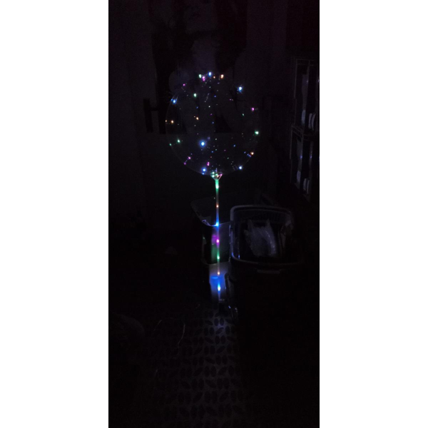 LED Ballon - Transparent mit LEDs ca 60 cm mit Stab - VME