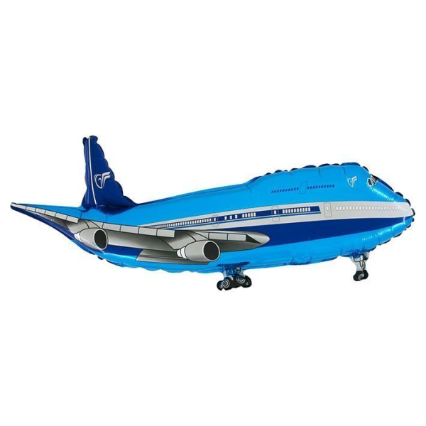 Folienballon - Figur Flugzeug Blau - XXL - 74 cm / 0,07...