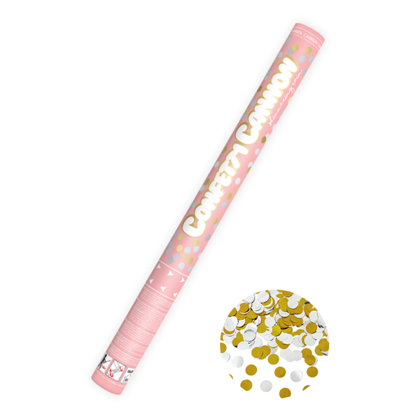 Konfettikanone Metallic Punkte Gold Silber XL 60 cm