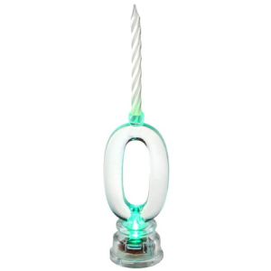 LED Kerzenhalter Zahl 0 mit 4 Mini-Kerzen