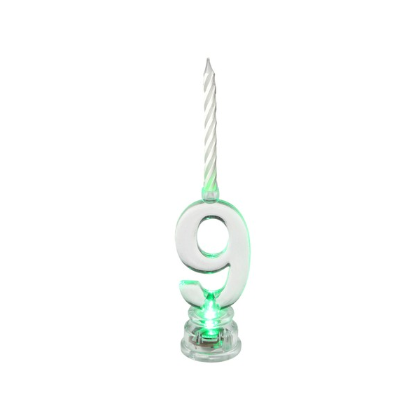 LED Kerzenhalter Zahl 9 mit 4 Mini-Kerzen