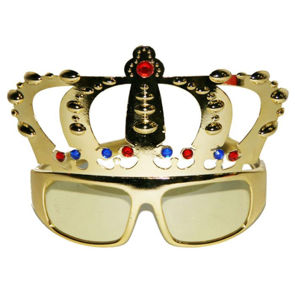 Brille mit Krone gold mit Steinen