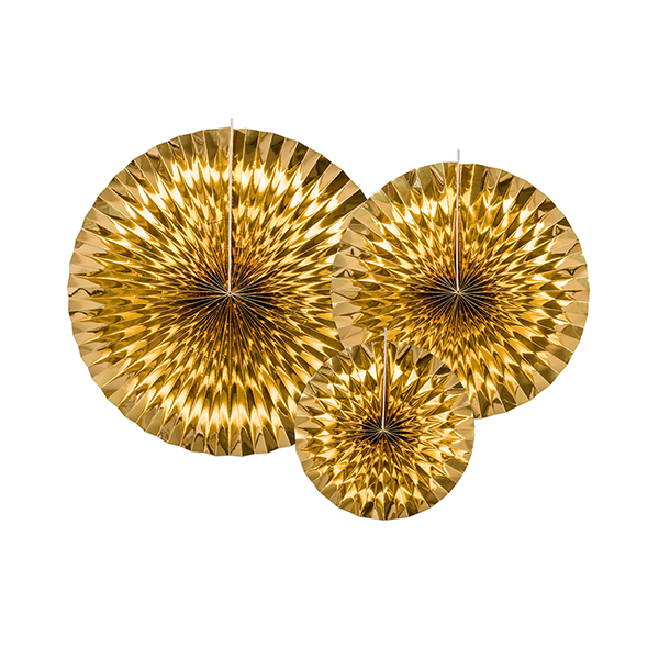 Dekofächer gold im Set (40 cm, 32 cm, 23 cm)