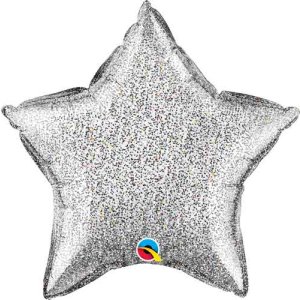 Ballon XS Stern Silber Glitter-Effect