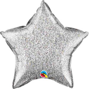 Ballon XS Stern Silber Glitter-Effect