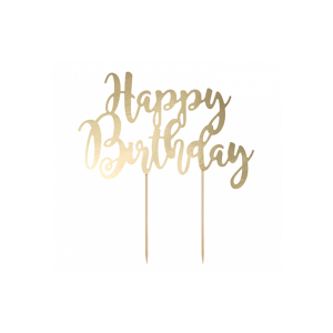 Cake Topper Gold Happy Birthday - 22 cm