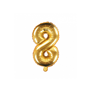 Ballon Zahl 8 Gold - 40cm - Luftf&uuml;llend