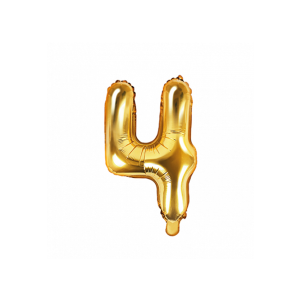Ballon Zahl 4 Gold - XS/Folie - 40cm/Luft