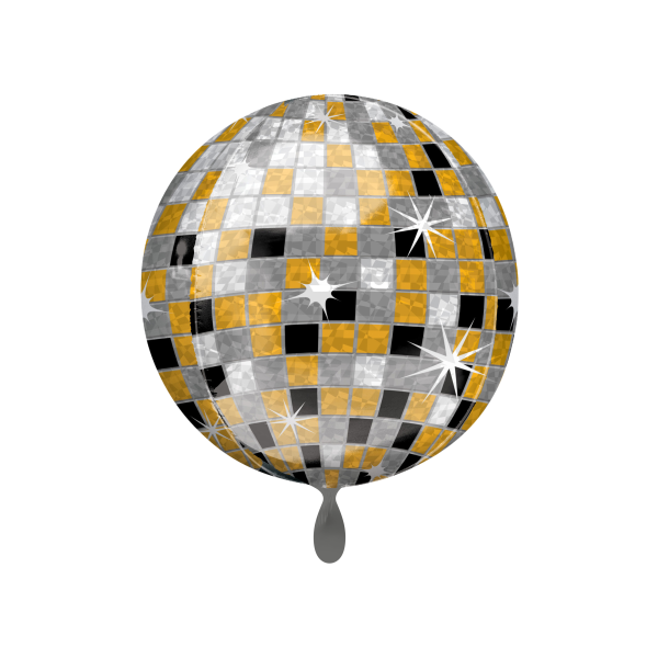 Folienballon Discokugel Gold Silber Schwarz - XL - 60 cm...