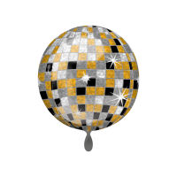 Folienballon Discokugel Gold Silber Schwarz - XL - 60 cm / 0,04 m³