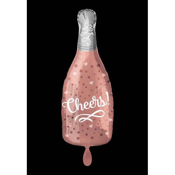 Folienballon - Figur Sektflasche Cheers Rose - XL - 66 cm...