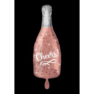 Folienballon - Figur Sektflasche Cheers Rose - XL - 66 cm...