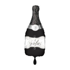 Folienballon - Figur Wine Bottle Black - XXL - 91 cm /...