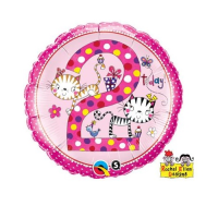 Folienballon - Motiv Zahl 2 Kätzchen Tupfen Rachel Ellen - S - 45 cm / 0,02 m³