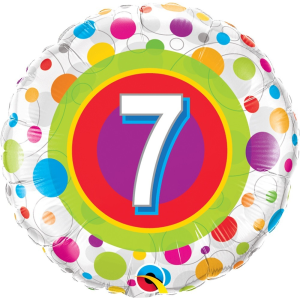 Folienballon - Motiv Zahl 7 Bunte Punke - S - 45 cm /...