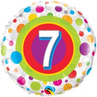 Folienballon - Motiv Zahl 7 Bunte Punke - S - 45 cm / 0,02 m&sup3;