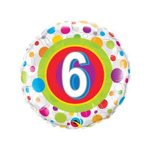 Folienballon - Motiv Zahl 6 Bunte Punke - S - 45 cm /...