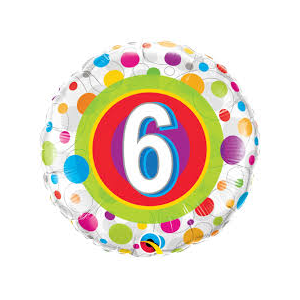 Folienballon - Motiv Zahl 6 Bunte Punke - S - 45 cm /...