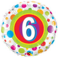 Folienballon - Motiv Zahl 6 Bunte Punke - S - 45 cm / 0,02 m³