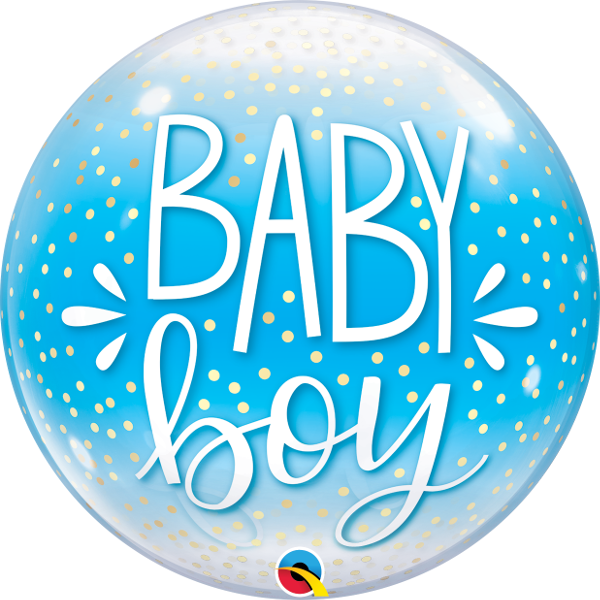 Ballon Baby Boy blau - XL/Strechtfolie/Single Bubble -...